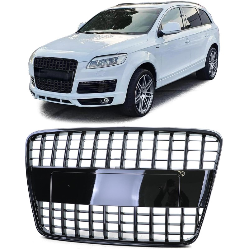 Grill Audi Q7 4L 05-09 Honingraad Glans zwart