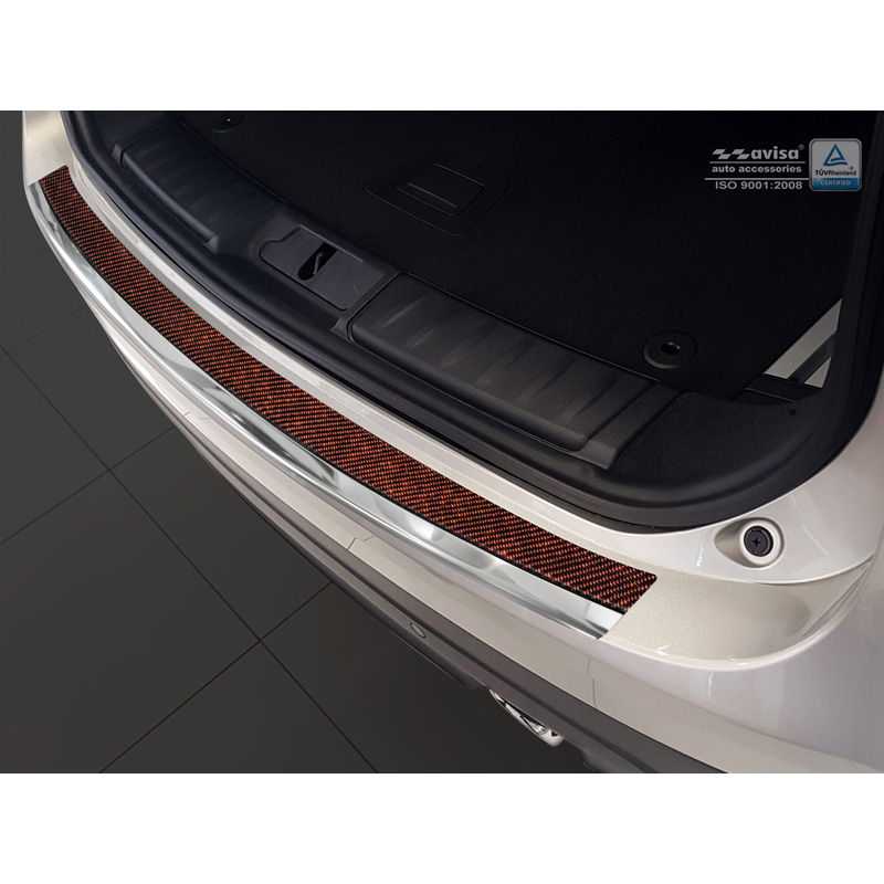 RVS Achterbumperprotector 'Deluxe'  Jaguar F-Pace 2016-2020 & FL 2020- Chroom/Rood-Zwart Carbon