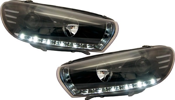 Koplampen VW Scirocco 15-18 LED DRL Zwart