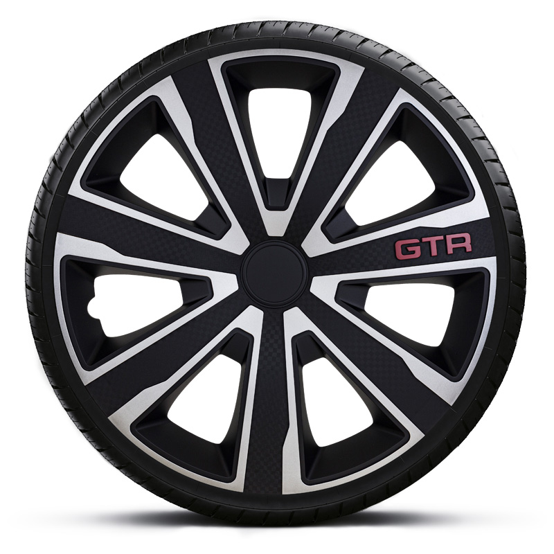 4-Delige J-Tec Wieldoppenset GTR Carbon 15-inch zilver/zwart