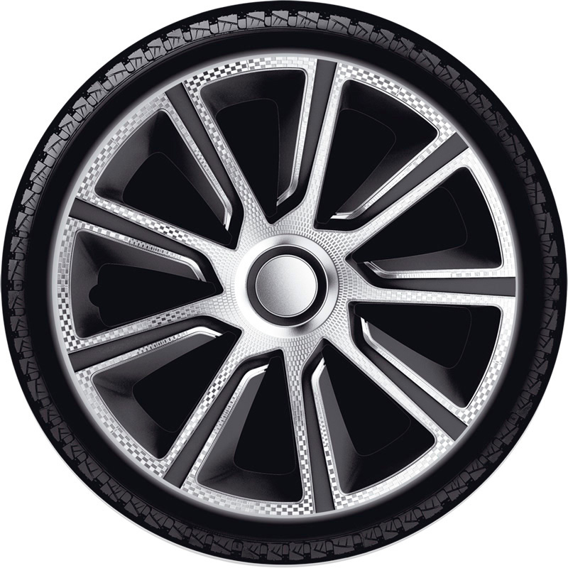 4-Delige J-Tec Wieldoppenset Veron 16-inch zilver/zwart/carbon-look