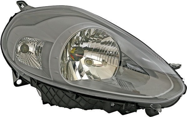 Koplamp rechts PUNTO EVO, 09->> ZWART H4/P21W+STELMOTOR TYC