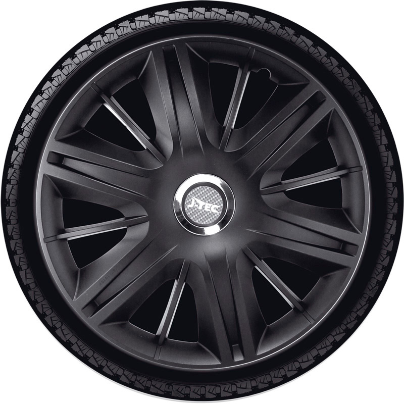 4-Delige J-Tec Wieldoppenset Maximus 14-inch zwart + chroom ring