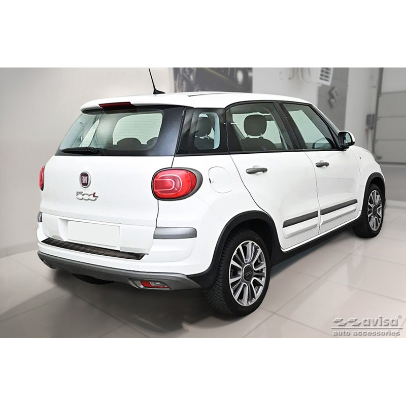 Zwart RVS Achterbumperprotector  Fiat 500L Facelift 2017- 'Ribs'