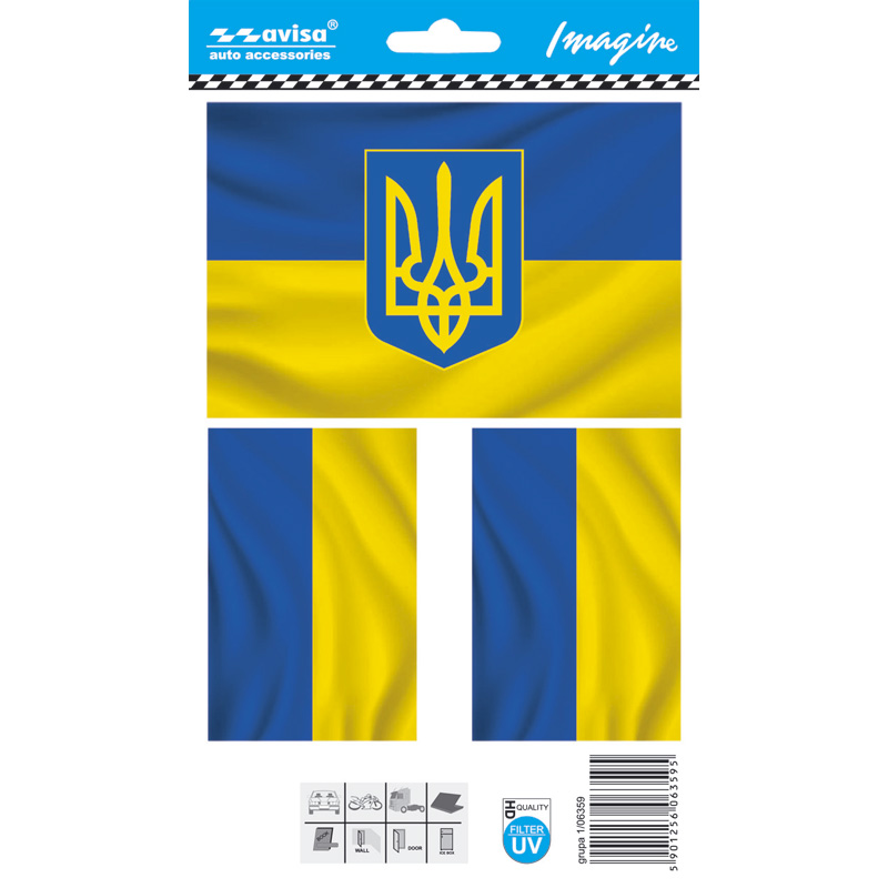 Auto Tattoo Sticker Ukraine/ flags - 12,7x8,5cm