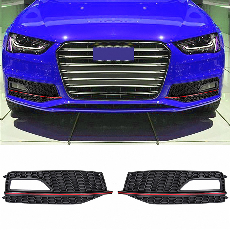 Mistlamp Grillen Audi A4 B8 S-Line 12-15 Zwart Rood RS Look