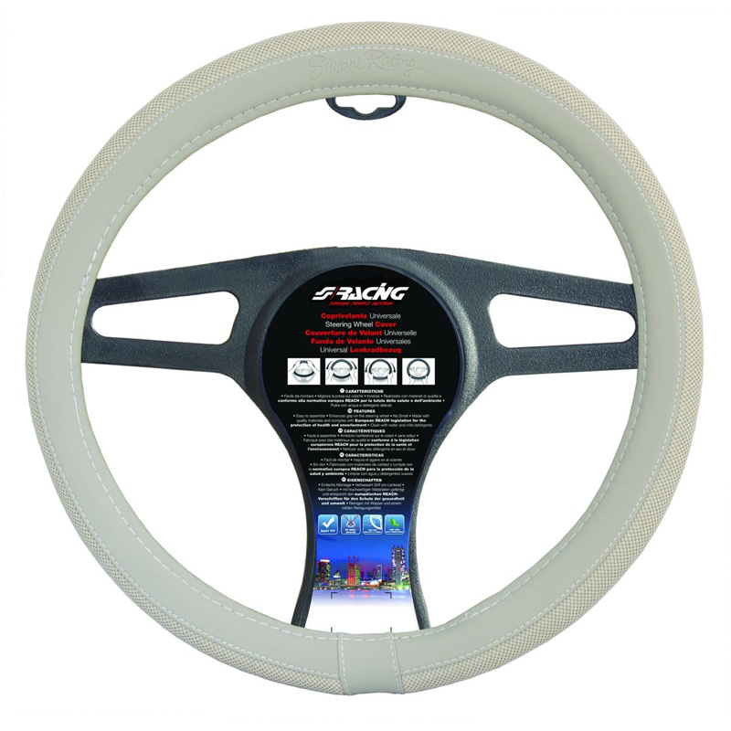 Simoni Racing Stuurwielhoes 500 - Beige Eco-Leder/Katoen - 37-39cm
