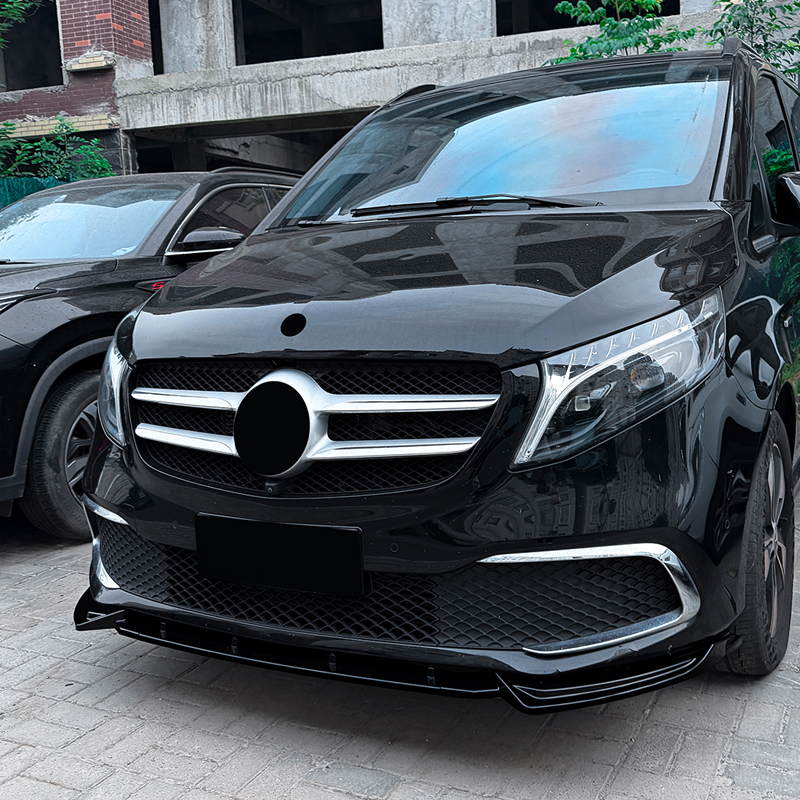 Voorspoilerlip  Mercedes V-Klasse (W447) SE 2019-2023 (Glanzend Zwart ABS)
