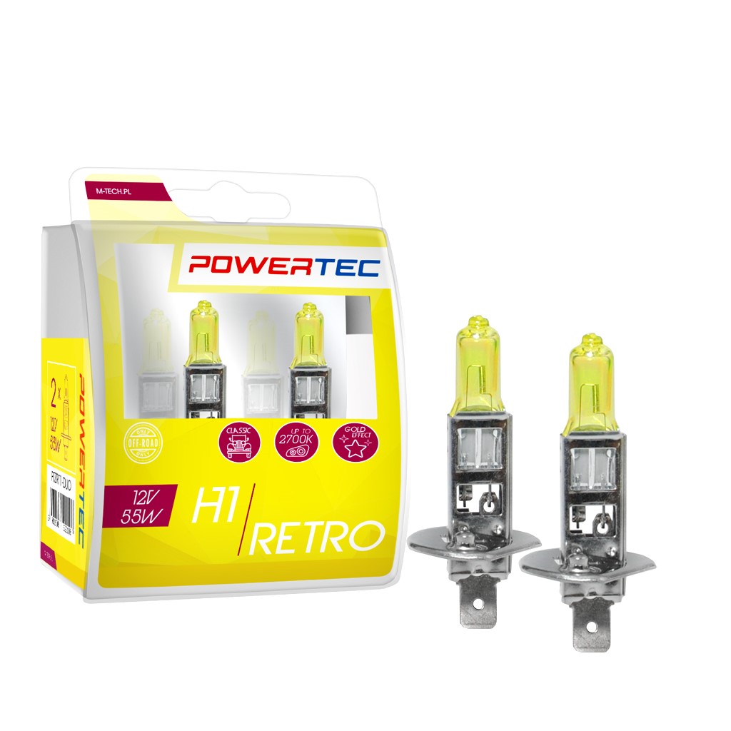 H1 lampen Geel 12V DUO 3200K Powertec Retro Yellow