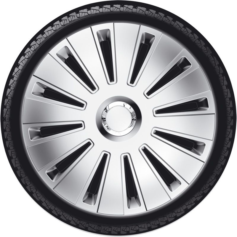 4-Delige Wieldoppenset Daytona Pro 13-inch zilver/chroom ring