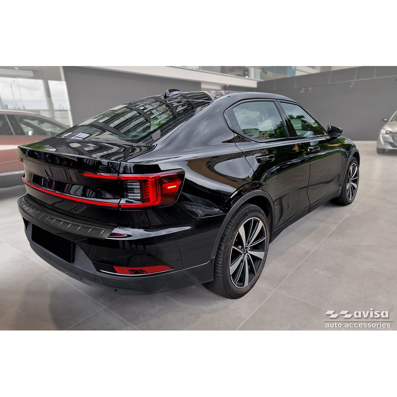 Zwart RVS Achterbumperprotector  Polestar 2 2019-2023 & Facelift 2023- 'Ribs'