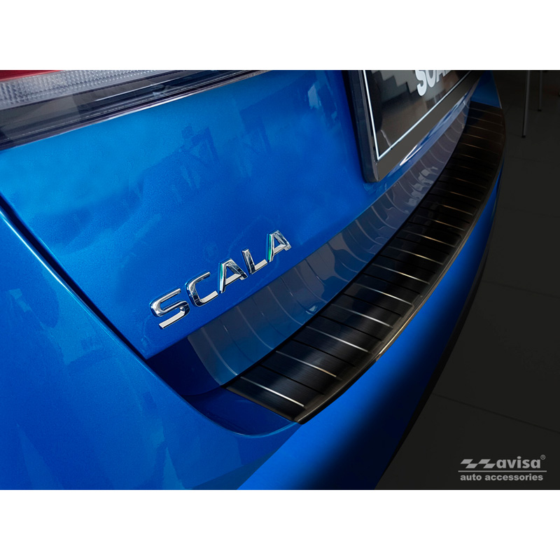 Zwart RVS Achterbumperprotector  Skoda Scala 2019-2024 & Facelift 2024- 'Ribs'