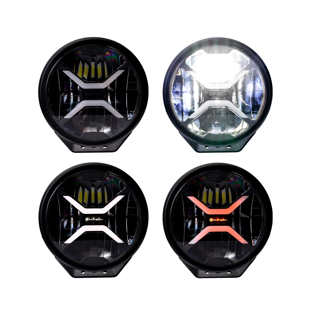 LED Rijlicht M-TECH BLACK SERIES 2x40W + 2x20W LED 12-48V 80W 9", Rond, Dynamisch positielicht