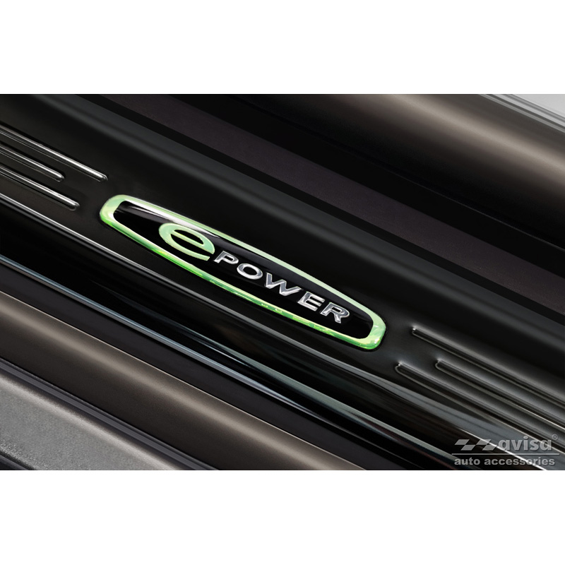 Zwart glanzend RVS Instaplijsten  Tesla Model S 2012-2016 & Facelift 2016- 'E-Power' - 4-delig