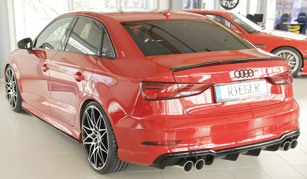 Achter diffusor Rieger Audi A3 8V 16-20 Sedan/Cabrio S-line Glans Zwart