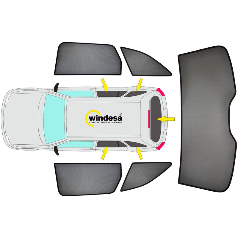 SunClip Zicht- & Zonwering  Volkswagen Caddy Maxi Van 2022- & Ford Grand Tourneo Connect 2022-