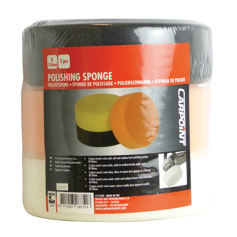 Carpoint Polijstsponzen 150mm Assorti - 3-stuks