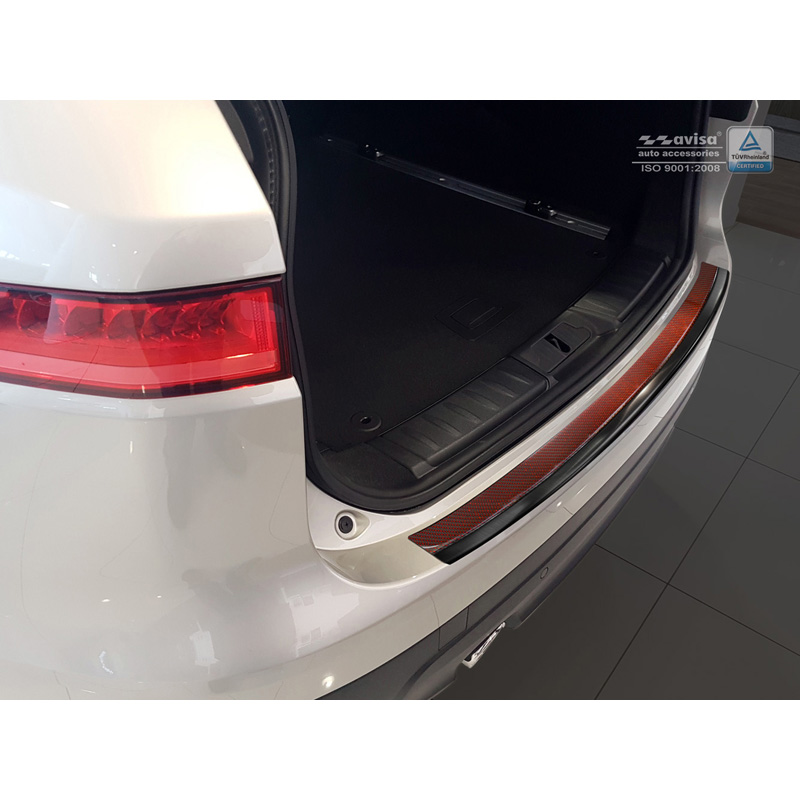 RVS Achterbumperprotector 'Deluxe'  Jaguar F-Pace 2016-2020 & FL 2020- Zwart/Rood-Zwart Carbon