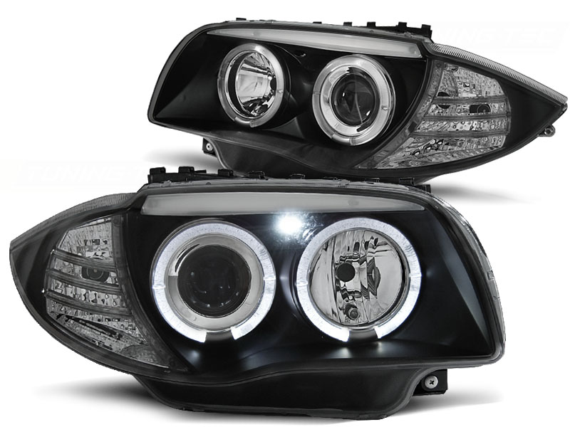 Koplampen passend voor BMW 1 Serie E87 Angel Eyes zwart