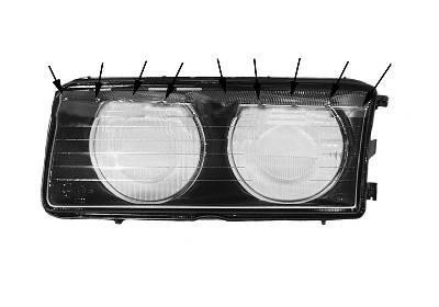 koplampglas, H7+H7, type Hella/ZKW, links, 09/1994-BMW 3 serie E