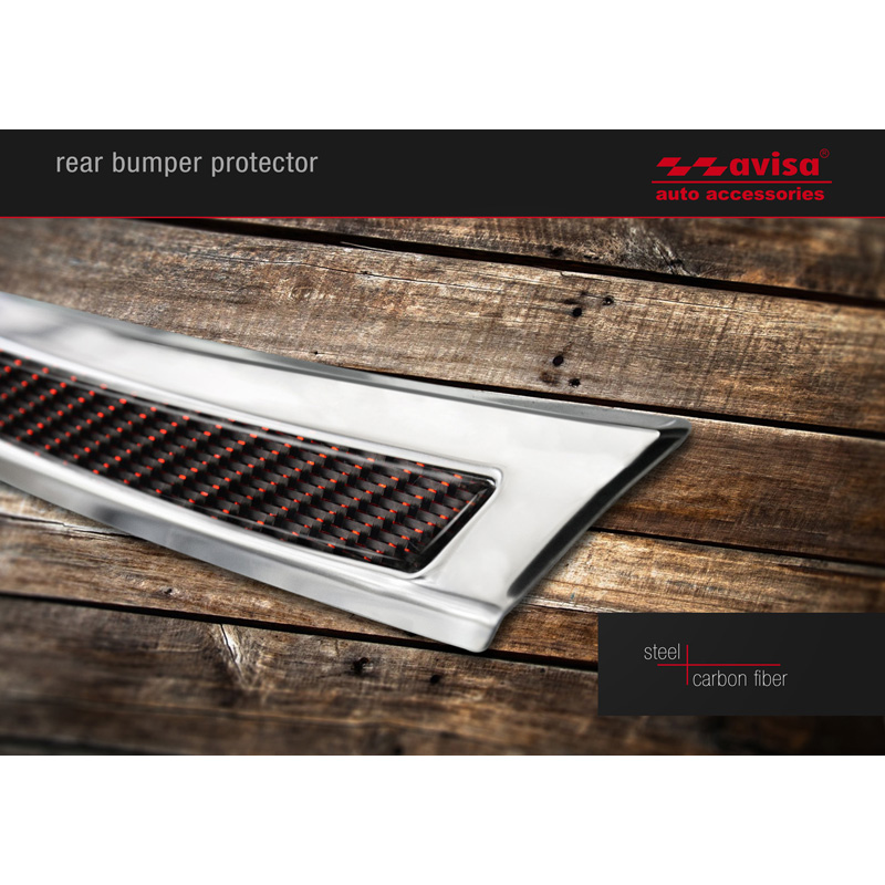 RVS Achterbumperprotector 'Deluxe'  Mercedes GLE Coupé 2015- Chroom/Rood-Zwart Carbon