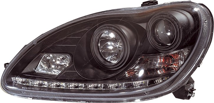 Koplampen Mercedes S-Klasse W220 01-05 devel eyes DRL-look zwart