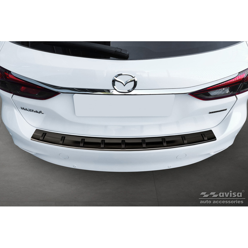 Zwart RVS Achterbumperprotector  Mazda 6 III (GJ) Combi 2012- 'STRONG EDITION'