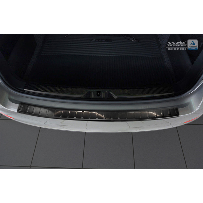Zwart RVS Achterbumperprotector  Skoda Superb Kombi 2013-2015 'Ribs'