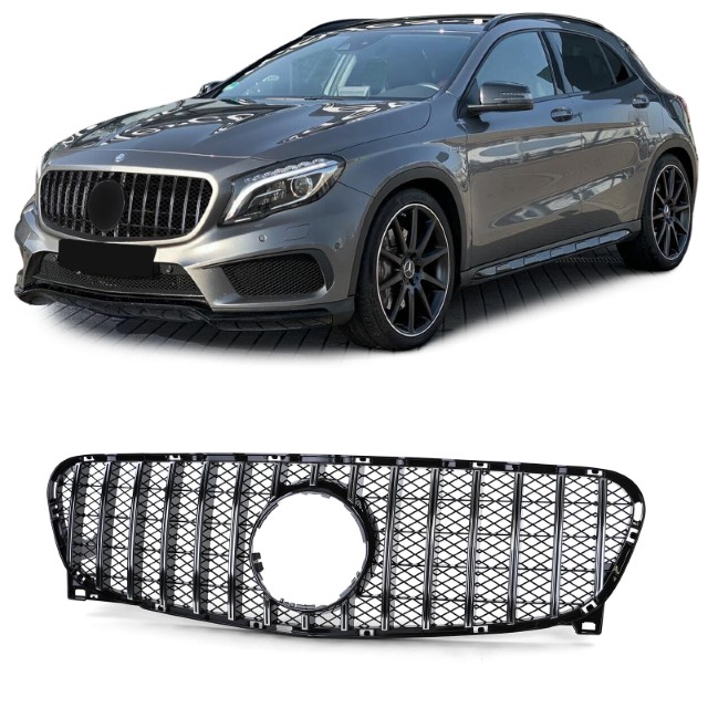 Grill Mercedes GLA X156 13-16 Glans Zwart/Chroom GT Look