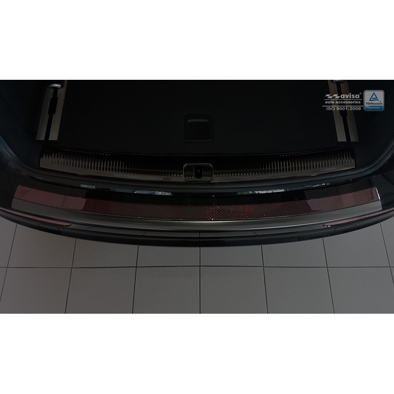 RVS Achterbumperprotector 'Deluxe'  Audi Q5 2008-2016 Zwart/Rood-Zwart Carbon