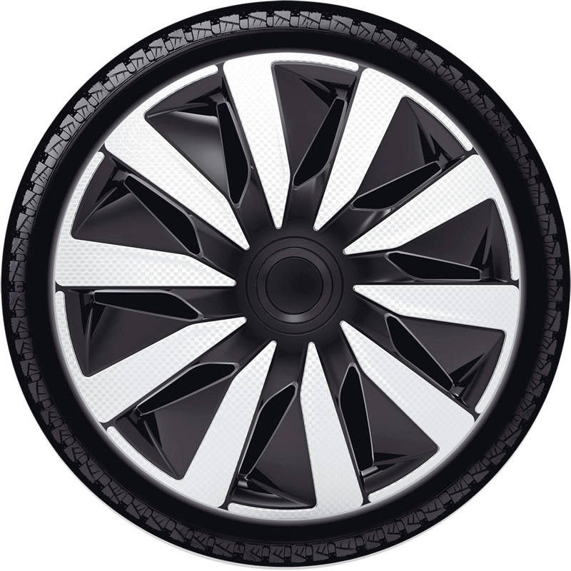 4-Delige J-Tec Wieldoppenset Lazio 13-inch zilver/zwart/carbon-look