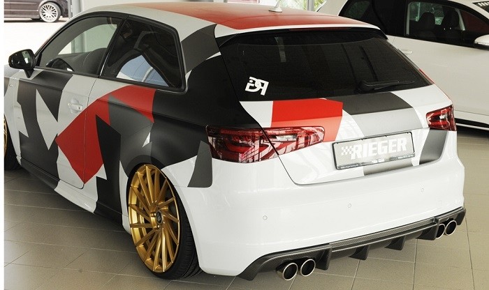Achterbumper Diffusor Audi A3 8V 12-16 3deurs/Sportback Rieger Carbon-look