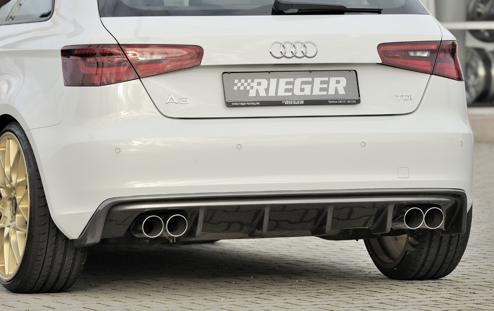 Achterbumper Diffusor Audi A3 8V 12-16 Rieger Carbon Look Duplex