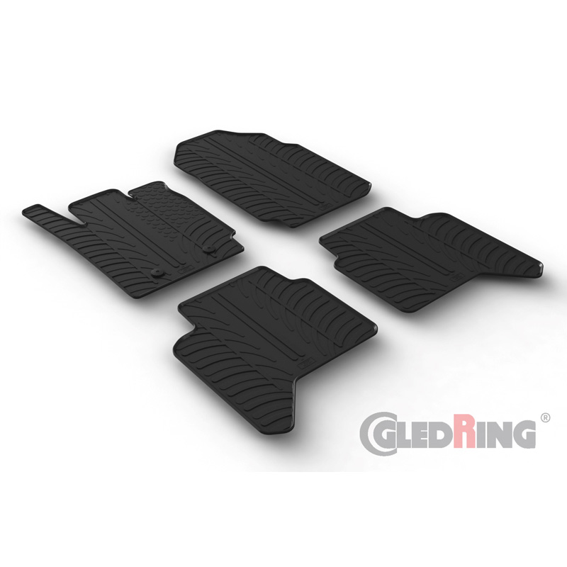 Rubbermatten  Ford Ranger (TKE) Double Cab 2013-2022 (automaat) & Raptor 2019-2022 (T profiel 4-delig + montageclips)