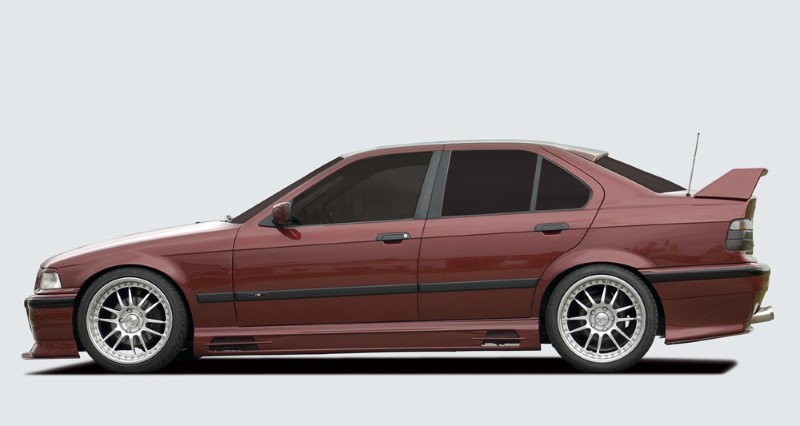 Zijskirts BMW E36 met 2 schacht en 2 uitsnedes Rieger