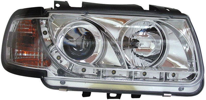 Koplampen VW Polo 6N DRL look Devil Eyes Chroom