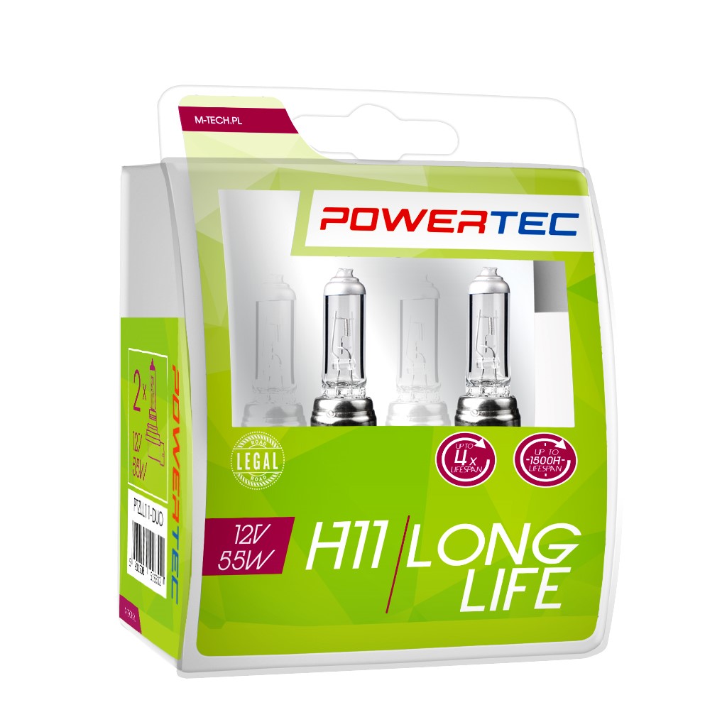 H11 lampen Powertec Long Life H11 12V DUO