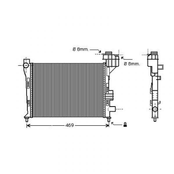 Radiator A-KLASSE W168 97->> 400x375 A140/A160 -AC