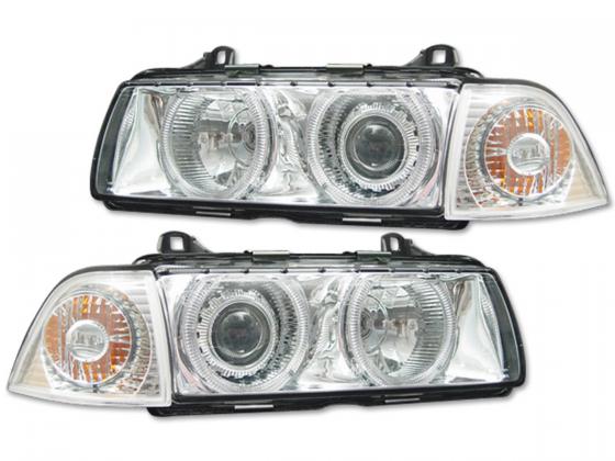 Koplampen passend voor BMW E36 Limousine/Touring Angel Eyes Chroom