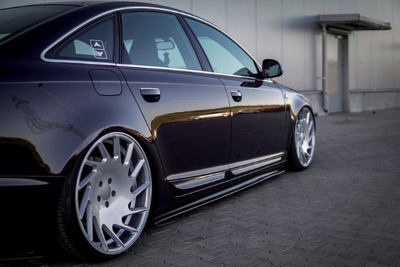 Zijskirts Diffusers Audi A6 S-Line C6 / C6 FL Glanzend Zwart