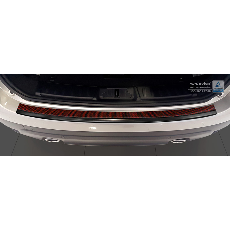 RVS Achterbumperprotector 'Deluxe'  Jaguar F-Pace 2016-2020 & FL 2020- Zwart/Rood-Zwart Carbon