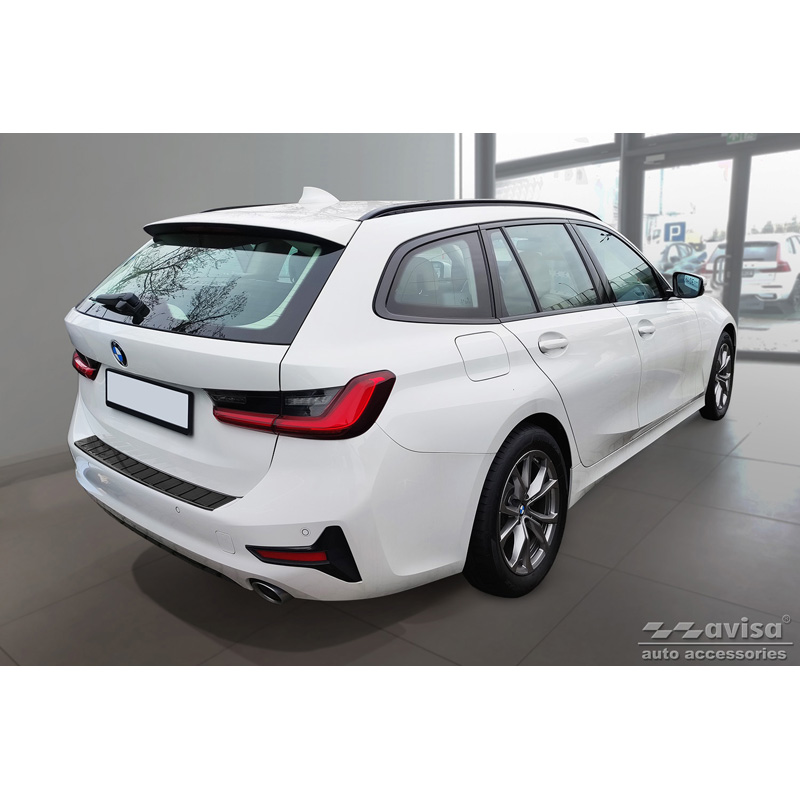 Zwart RVS Achterbumperprotector  BMW 3-Serie G21 Touring 2019-2022 'Ribs'