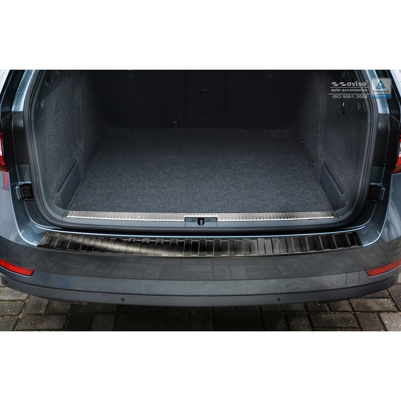 Zwart RVS Achterbumperprotector  Skoda Superb III Combi 2015-2019 & Facelift 2019-2024 incl. Scout 'Ribs'