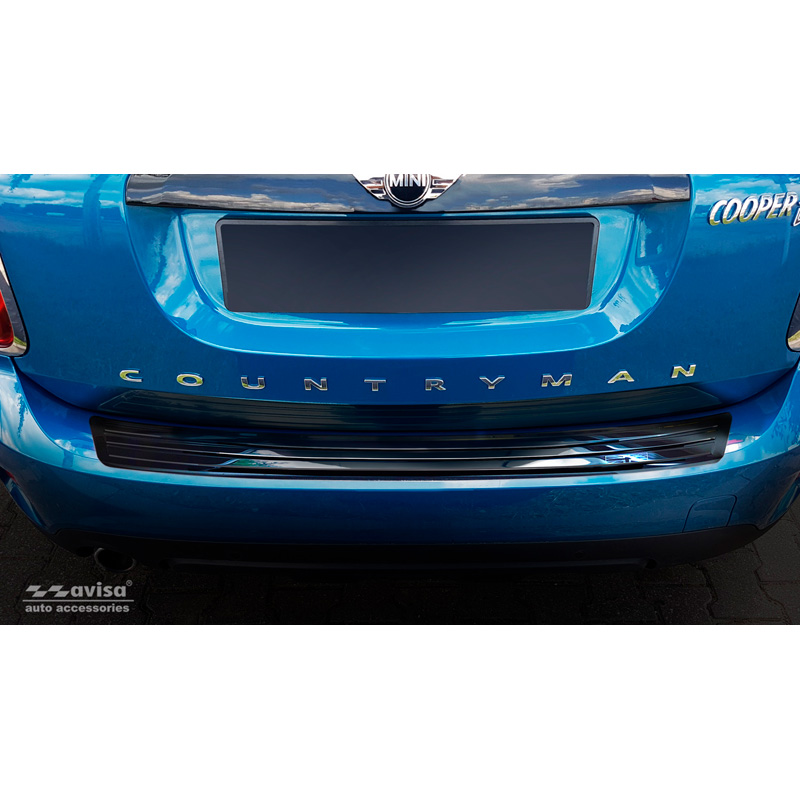 Zwart-Chroom RVS Achterbumperprotector  Mini Countryman F60 2016-2020 'flag/lines'