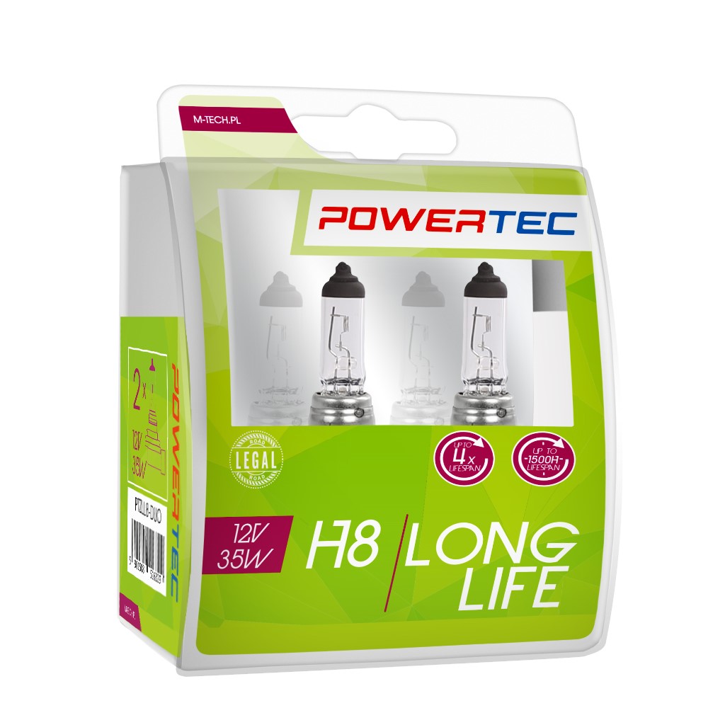 H8 lampen Powertec Long Life H8 12V DUO