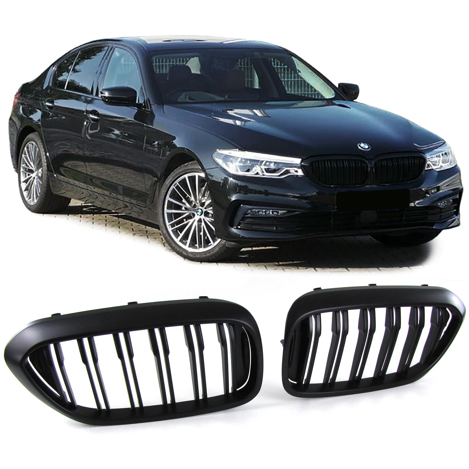 Grill BMW G30/G31 Matt black 16- Dubbele Nieren-