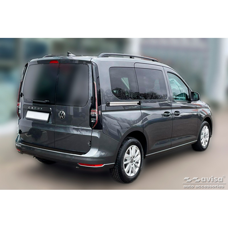 Zwart RVS Achterbumperprotector  Volkswagen Caddy V 2020- 'Ribs'