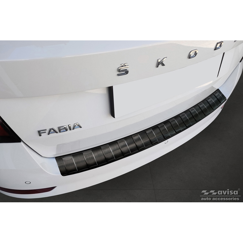 Zwart RVS Achterbumperprotector  Skoda Fabia III Combi FL 2018- 'Ribs'