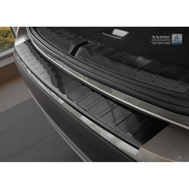 Zwart RVS Achterbumperprotector  BMW X1 E84 2012-2015 'Ribs' excl. M-Pakket