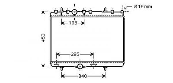 Radiator PEUGEOT 207 06->> 380x560x27 1.6GT/HDI 81kw +/-AC